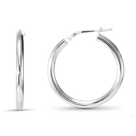 Créoles argent rhodié une section ronde 2,5mm large Système d attache : charnière Diamètre extérieur : 25x26mm