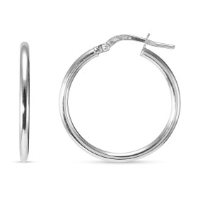 Créoles argent rhodié une section ronde 2mm Système d attache : charnière Diamètre extérieur : 25x26mm