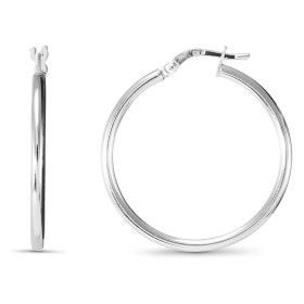 Créoles argent rhodié une section ronde 2mm large Système d attache : charnière Diamètre extérieur : 29x30mm