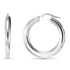 Créoles argent rhodié une section ronde 4mm qui s affine vers le bas Système d attache : charnière Diamètre extérieur : 29...
