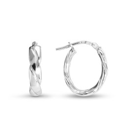 Créoles argent rhodié forme ovale une section ovale torsadée 4mm large Système d attache : charnière Diamètre extérieur : ...
