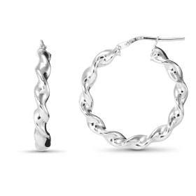 Créoles argent rhodié torsadées une section ovale 4mm large Système d attache : charnière Diamètre extérieur : 28x29mm