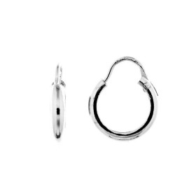 Créoles Argent 925 Section demi jonc 2,6x1,8mm Tige fermeture montée sur charnière Diamètre exterieur : 12mm 