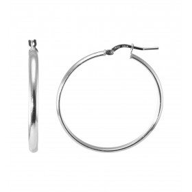 Créoles Demi Jonc Argent 925 Rhodié 3mm x 35mm Section demi jonc 3x1.5mm Système d attache : charnière Diamètre extérieur ...