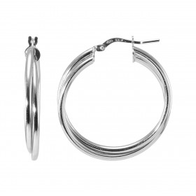 Créoles Doubles Argent 925 Rhodié 4mm x 30mm Fils ronds 2mm entrelacés Système d attache : charnière Diamètre extérieur : ...