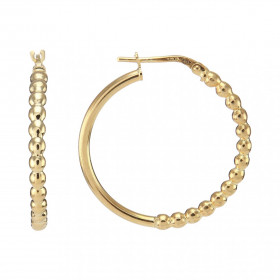 Créoles argent doré forme cercle 30mm diamètre. La moitié avant a un effet perlé moitié arrière lisse Section ronde 3mm la...