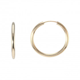 Créoles Or Jaune 375 Section ronde 1,3mm Diamètre extérieur : 1,5cm