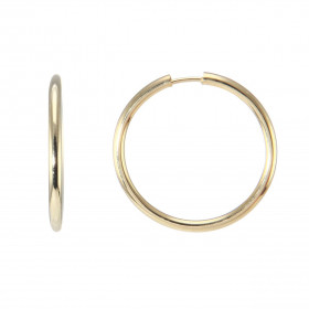 Créoles Or Jaune 375 Section ronde 1,3mm Diamètre extérieur : 1,6cm