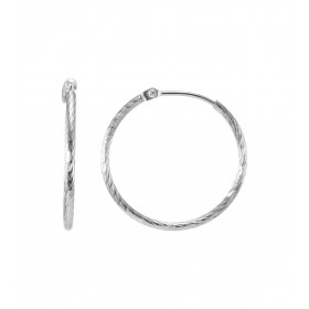 Créoles Texturées Argent 925 Rhodié 1.5mm x 25mm Fil rond texturé 1.5mm diamètre Système d attache : charnière Diamètre ex...