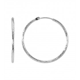 Créoles Texturées Argent 925 Rhodié 1.5mm x 30mm Fil rond texturé 1.5mm diamètre Système d attache : charnière Diamètre ex...