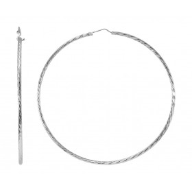 Créoles Texturées Argent 925 Rhodié 2mm x 75mm Fil rond texturé 2mm diamètre Système d attache : charnière Diamètre extéri...