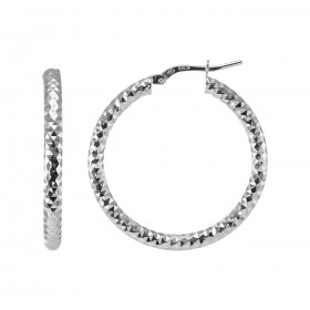 Créoles Texturées Argent 925 Rhodié 3mm x 30mm Fil rond texturé 3mm diamètre Système d attache : charnière Diamètre extéri...