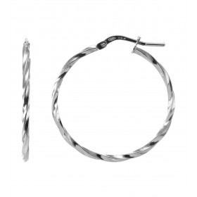 Créoles Torsadées Argent 925 Rhodié 1.8mm x 30mm Fil carré torsadé 1.8mm large Système d attache : charnière Diamètre exté...
