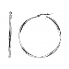 Créoles Torsadées Argent 925 Rhodié 3mm x 45mm Fil ovale torsadé 3mm large Système d attache : charnière Diamètre extérieu...