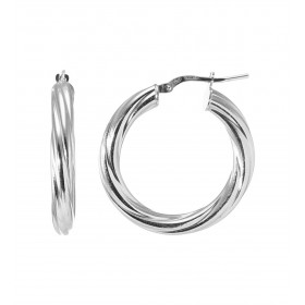 Créoles Torsadées Argent 925 Rhodié 4mm x 27mm Fil rond torsadé torsadé 4mm large Système d attache : charnière Diamètre e...