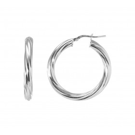 Créoles Torsadées Argent 925 Rhodié 4mm x 32mm Fil rond torsadé 4mm large Système d attache : charnière Diamètre extérieur...