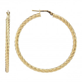 Créoles argent doré forme cercle 46mm diamètre Section ronde 3mm large Système d attache : tige montée sur une charnière