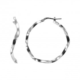 Créoles Torsadées Ondulées Argent 925 Rhodié 2mm x 35mm Fil carré torsadé 2mm large Système d attache : charnière Diamètre...
