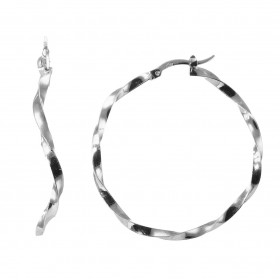  Créoles Torsadées Ondulées Argent 925 Rhodié 2mm x 40mm Fil carré torsadé 2mm large Système d attache : charnière Diamètr...