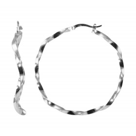 Créoles Torsadées Ondulées Argent 925 Rhodié 2mm x 45mm Fil carré torsadé 2mm large Système d attache : charnière Diamètre...