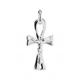 Croix de Vie et Christ en Argent 925. Dimensions du pendentif (bélière incluse) : 30x14mm. Dimensions de la croix : 27x14m...