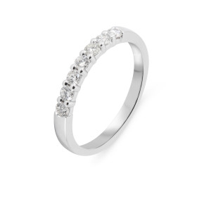  Demi Alliance Or Blanc sertie 7 diamants 2.2mm Poids Diamant : 0,32 carat Qualité Diamant : G Si 