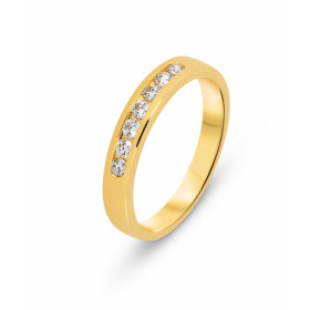  Bague Or Jaune sertie 7 diamants pour un poids total 0,24 carat Largeur monture (vue dessus) : 3,8mm Qualité Diamant : G ...