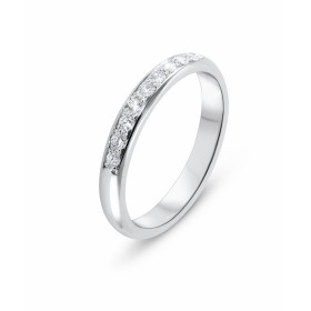  Demi alliance Or Blanc 750 sertie 9 diamants Demi jonc 3mm Diamètre des pierres : 1.6mm Poids total diamant : 0.16 carat 
