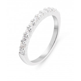 Demi alliance Or Blanc 375 Oxydes zirconium Serti Griffes Demi alliance Or Blanc 375 sertie 11 oxydes zirconium ronds 2,5m...