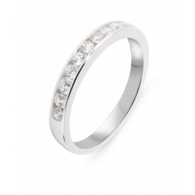 Demi alliance Or Blanc 375 Oxydes zirconium Serti Rail Demi alliance Or Blanc 375 sertie 10 oxydes zirconium ronds 2,5 mm ...