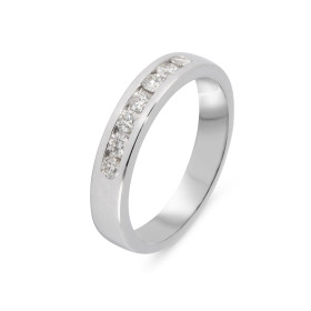  Demi alliance Or Blanc sertie 7 diamants 2,2mm diamètre Largeur monture (vue dessus) : 4,3mm Serti Rail 