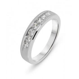  Demi alliance Or Blanc sertie 7 diamants 2,4mm diamètre Poids total diamant : 0.40 carat Qualité Diamant : G Si Largeur m...
