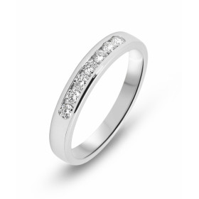  Demi alliance Or blanc 750 sertie 7 diamants 2mm diamètre Sertil rail Largeur monture : 3,5mm Poids total Diamant : 0,25 ...