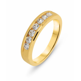  Demi alliance Or Jaune 750 Diamant 7 diamants 2.5mm diamètre Serti Rail Poids total diamant : 0.46 carat Qualité Diamant ...
