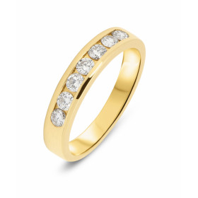  Demi Alliance Or Jaune sertie 7 diamants 2.4mm diamètre pour un poids total 0,40 carat Serti Rail Largeur monture (vue de...