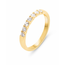  Demi alliance Or Jaune 750 sertie 7 diamants 2.2mm diamètre Poids total Diamant : 0,31 carat Qualité Diamant : H Si 