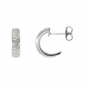 Boucles d'oreilles demi créoles en Or Blanc 750 serties de 44 diamants pour un poids total de 0,29 carat. Dimensions d'une...