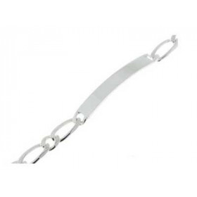  Bracelet Identité Argent 925/1000 Maille figaro alternée 1.1 6mm large Longueur du bracelet : 18cm Epaisseur plaque : 1.3mm 