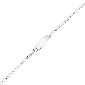 Bracelet Identité en Argent 925/1000 pour enfant. Plaque ovale de 20mm de long par 6.6 mm de large. Maille figaro alternée...