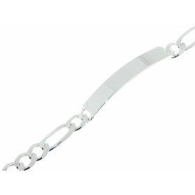 Bracelet identité Argent 925 pour Homme. Maille figaro alternée 1.3 lapidée sur 6 faces. Largeur de la maille : 6.8mm. Lon...