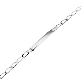  Bracelet Identité Argent 925/1000 pour Femme ou Enfant Plaque rectangulaire 30mm long par 4,5 mm large Maille cheval 3,7m...