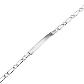  Bracelet Identité Argent 925/1000 pour Femme ou Enfant Plaque rectangulaire 30mm long par 4,5 mm large Maille figaro alte...
