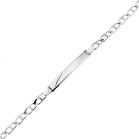 Bracelet Identité Argent 925/1000 pour Femme ou Enfant Plaque rectangulaire 30mm long par 4,5 mm large Maille marine 3,8mm...