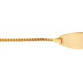 Bracelet identité Or 750 pour bébé (14cm) Maille gourmette 1.3mm, plaque ovale 2cm long par 7mm large. Anneau intermédiair...