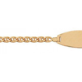 Bracelet identit&eacute; en Or 750 pour b&eacute;b&eacute; (14cm),. Maille marine&nbsp;2.3mm, plaque ovale 2cm de long par...