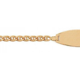  Bracelet identit&eacute; Or 750 pour b&eacute;b&eacute; (14cm), Maille marine&nbsp;2.3mm, plaque ovale 2cm long par 7mm l...