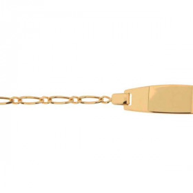 Gourmette bébé maille figaro Or Jaune 375 Largeur maille : 1,7mm Longueur : 14cm, Anneau intermédiaire à 12 cm 