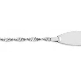 Bracelet identit&eacute; maille singapour pour b&eacute;b&eacute; Or Blanc 750/1000 Largeur maille : 1,3mm, longueur : 14c...