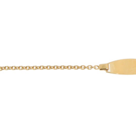 Gourmette bébé maille forcat ronde Or Jaune 375 Largeur maille : 1,6mm Longueur : 14cm, Anneau intermédiaire à 12,5 cm 