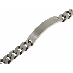  Gourmette à graver Argent Vieilli pour Homme Maille gourmette Finition oxydée satinée Largeur : 8mm Longueur : 21.5cm Epa...